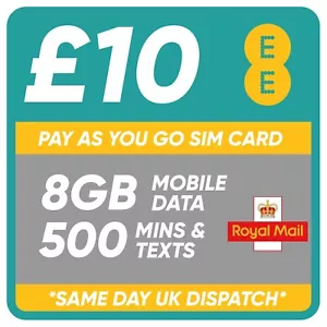 EE PAY AS YOU GO SIM £10 Datenpaket - PASST AUF ALLE TELEFONE - DATENROLLOVER - Bild 1 von 4
