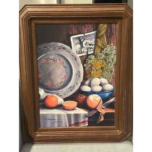 H. Hargrove 12x16 "NATURE'S GIFT" 10/1500 Still Life Kitchen Signed Painting Art - Picture 1 of 8