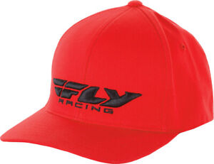 Fly Racing Podium Hat, Curved Brim FlexFit (Red) Adult/Kids Sizes