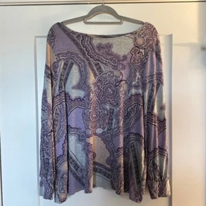 Chicos Top Size 3 EUC Women's Multi-color Long Sleeve Rayon/Spandex - Picture 1 of 4