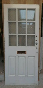 A RECLAIMED NEO GEORGIAN PINE GLAZED FRONT DOOR C.1910 W 907 H 2121 Ref DE0876 - Picture 1 of 11