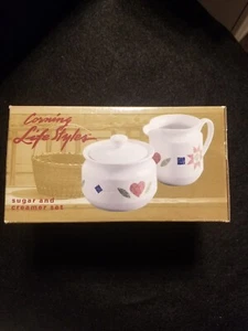 Vintage 1993 Corning Life Styles Ceramic Sugar And Creamer Set - Picture 1 of 7