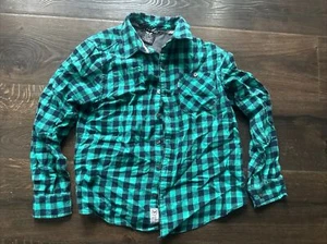 SHAUN WHITE BOYS FLANNEL CHECKERED BLUE BUTTON-UP SHIRT TOP SIZE M - Picture 1 of 7