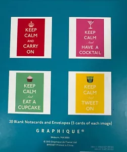 GraphiqueKeep Calm and Carry On Note Card 20 Black Notecards & Envelopes - Picture 1 of 13