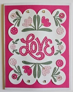 Hand Made Die Cut Greeting Card Wedding Valentine Love Blank Inside 5" x 6.5" - Picture 1 of 1