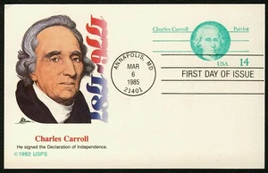 #UX105 Charles Caroll, Fleetwood FDC **ANY 5=FREE SHIPPING** - Picture 1 of 1
