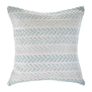 18 X 18 Light Blue And White 100% Cotton Chevron Zippered Pillow - Picture 1 of 1