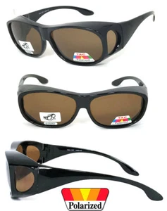 Cubierta POLARIZADA Poner ajuste sobre Gafas de sol desgaste Rx vidrio Ajuste Conducción Lentes Marrones - Imagen 1 de 4