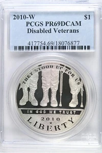 2010 W Proof Disabled Vets $1.00 Silver COMMEMORATIVE - PCGS PR 69 DCAM - Picture 1 of 2