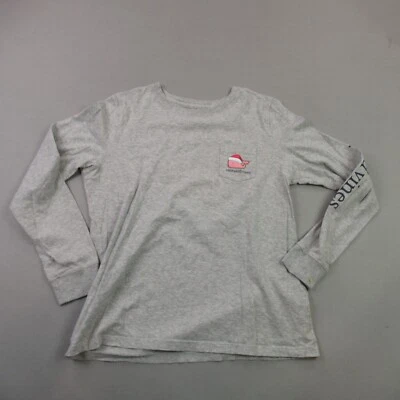 Vineyard Vines Shirt Girls Small Crew Neck Lightweight Casual Gray Christmas - Image 1 of 4