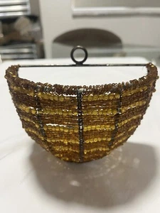 Beaded Tea Light Candle Wall Sconce 4 1/4" High X 6 1/4" Wide - Picture 1 of 8