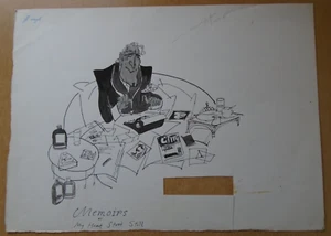 Michael ffolkes, pen & ink "Memoirs or my..." cartoon. Punch, Private Eye etc. - Picture 1 of 5