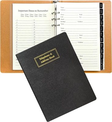Refillable Address Book with Alphabetical Tabs, w/Pockets, 648 Large Print Telep - Image 1 of 4