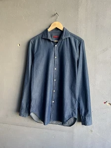 Jacob Cohen Men’s Button Up Shirt Long Sleeve Blue Designer Size 39 - Picture 1 of 22