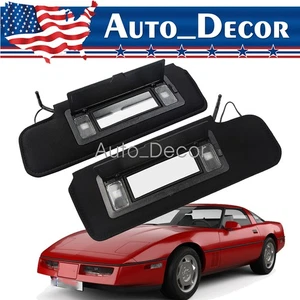 For 1984-1996 Chevy Corvette C4 Sunvisor Pair New W/Vanity Mirror & LED Light - Picture 1 of 16