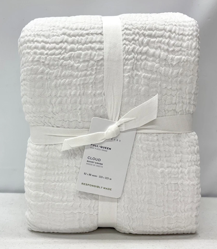 NEW Pottery Barn Cloud Cotton/Linen Duvet Cover~FULL/QUEEN~White - Image 1 of 1