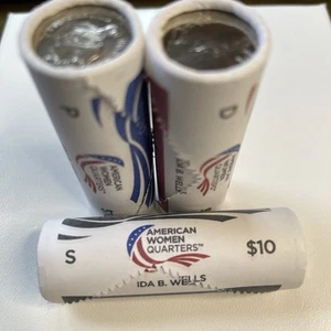 JUEGO DE 3 ROLLOS 2025 P/D/S IDA B. CAJA WELLS AMERICAN MUJER CUARTO/COMO NUEVA - Imagen 1 de 6