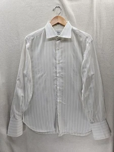 Brioni Made In Italy White Pin Stripe French Cuff Dress Shirt Size-41/16 - Picture 1 of 7