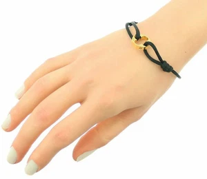 Louis Vuitton Bracelet Lyan Empest Monogram Flower Black K18YgCord r6_0822 - Picture 1 of 3