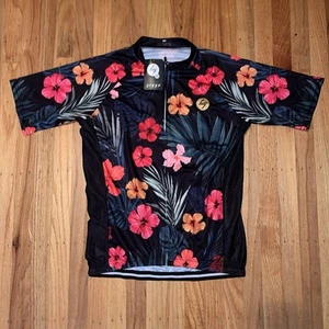 Steep Cycling Jersey Women 2XL XXL Black Floral Full Zip Short Sleeve Poly NWT - Picture 1 of 6