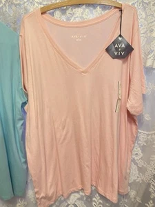 Ava and Viv Women’s Super Soft And Stretchy Basic Tee, New With Tags 2XL - Picture 1 of 4