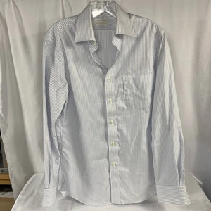 Camisa Samuelsohn Para Hombres 15-34 Rayas Azul Abotonada Hecha de Tela Importada de EE. UU. - Imagen 1 de 7
