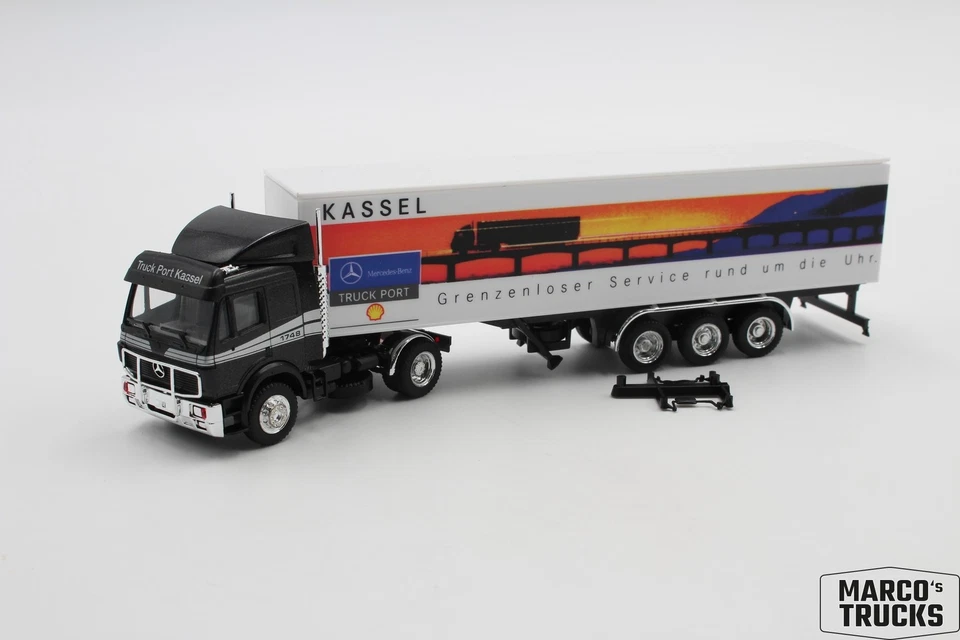 Herpa MB SK 88 1748 box semitrailer "Truck Port Kassel" 1:87 /H25766 - Image 1 of 1