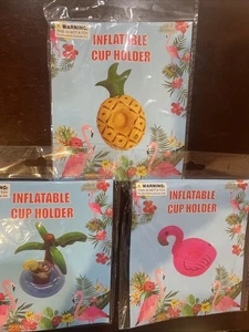 Schwimmende Pool Getränkehalter Ananas/Palme/Flamingo super süß 3er Set - Bild 1 von 2