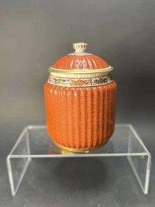 Dahl Jensen Copenhagen Craquelé Lidded Orange Jar No. 225/666 - Picture 1 of 10