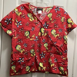 Vintage Tweety Bird Red Women’s Scubs Xl - Picture 1 of 5
