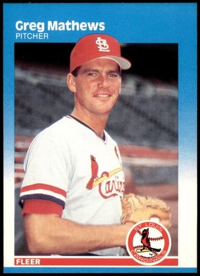 Greg Mathews St Louis Cardinals 1987 Fleer #303 Baseball Card Pitcher - Image 1 of 2