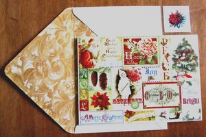 NOS Punch Studio Christmas Greeting Card, Env & Seal - Vintage Look - Collage - Picture 1 of 11