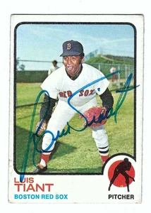 Autographed 1973 Topps Luis Tiant Boston Red Sox Card #270- w/COA - Picture 1 of 1