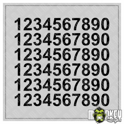 Aufkleber 60 teilig Modellbau RC Slotcar Zahlen 10mm schwarz Sticker UVbeständig - Bild 1 von 2