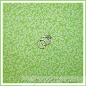 BonEful Fabric FQ Cotton Quilt Lime Green Gold Glitter Scroll Swirl Xmas Calico - Picture 1 of 10
