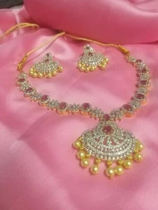 Party And Brida Jewellery, 22ct Gold Plated American Diamonds, 3pieces. Ruby. - Picture 1 of 7