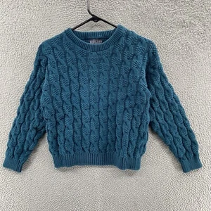 VINTAGE Lands End Sweater Women Small Blue Heavyweight Cable Knit 90s (Fits XS) - Picture 1 of 11