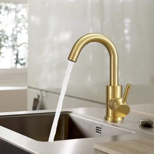 Gold Geb??rstet K??chenarmatur Mischbatterie Schwenkverarmung Waschbecken - Bild 1 von 11