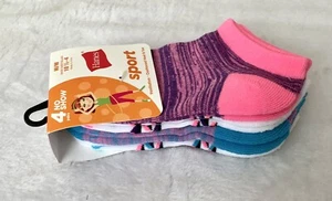 🌷 Lot 4 NWT GIRLS HANES 4 Pack SPORT NO SHOW SOCKS SIZE M (10.5 - 4) Ventilated - Picture 1 of 7