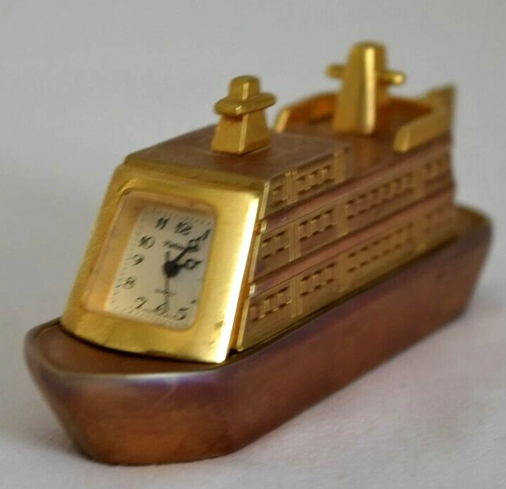 Reloj Barco Platino Cuarzo Coleccionable Vintage Caja Latón Chine Foto 1 de 4