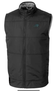 Carolina Panthers Cutter & Buck Big & Tall Stealth Full-Zip Vest - Black 3XB - Picture 1 of 2
