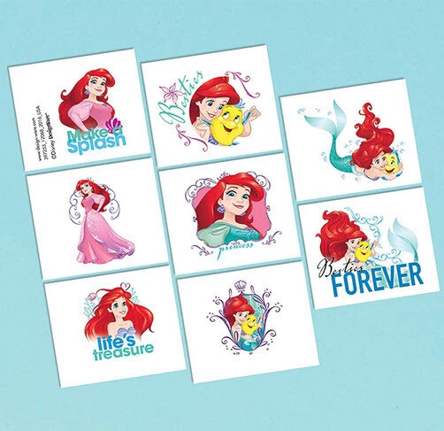 ARIEL Dream Big Princess The LITTLE MERMAID birthday party TATTOOS  8 favors - Image 1 of 1