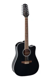 Takamine Electro Acoustic 12 String Guitar w/Case, Gloss Black GD38CE BLK - Picture 1 of 3