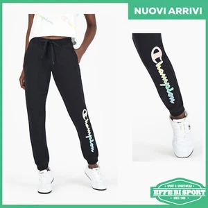 Pantalone tuta donna Champion joggers ragazza cotone nero palestra corsa jogging - Foto 1 di 6