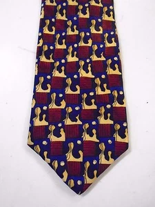 Jerry Garcia Necktie Neck Tie Neckwear 100% Silk Navy Blue Burgundy Gold - Picture 1 of 4