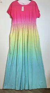 Pixie Lady Long Dresses for Women Crew Neck Boho Casual Smocked Waisted Sz XL - Picture 1 of 8