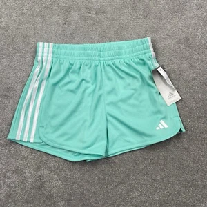 Adidas Girl's Aeroready 3-Stripe Pacer Mesh Short Size L Easy Green - Picture 1 of 12