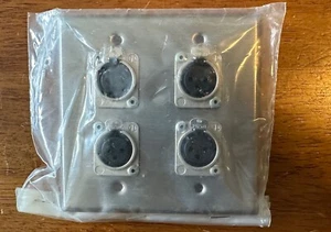 LEVITON Quad XLR JACK DUAL GANG STAINLESS STEEL WALLPLATE AUDIO SOUND - Picture 1 of 2