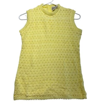 Top tejido crochet vintage Royal of California para mujer talla L amarillo años 60 70 mod Foto 1 de 4