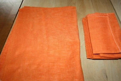 Service de table N°50  nappe 190 x 146 cm  +9 serviettes polyester orange - Photo 1/4